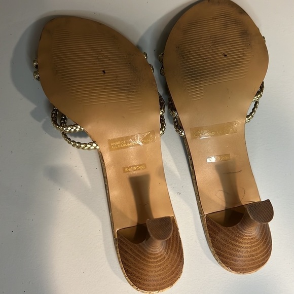 ANNE MICHELLE Slip On Gold Braided Cork Sandal heels Size 9 - Picture 5 of 6